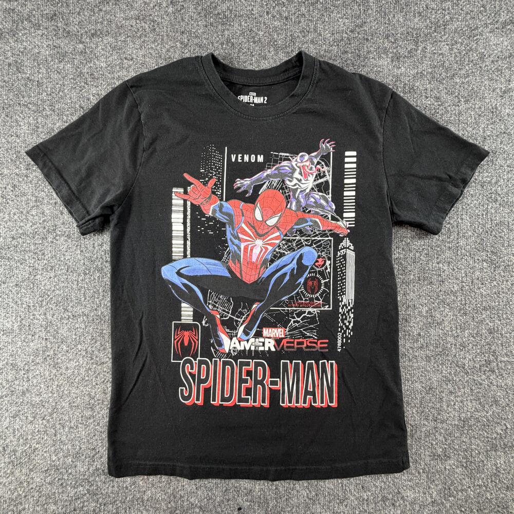 Marvel Spider-Man 2 Venom Shirt Mens Medium Black Gamerverse Superhero Tee